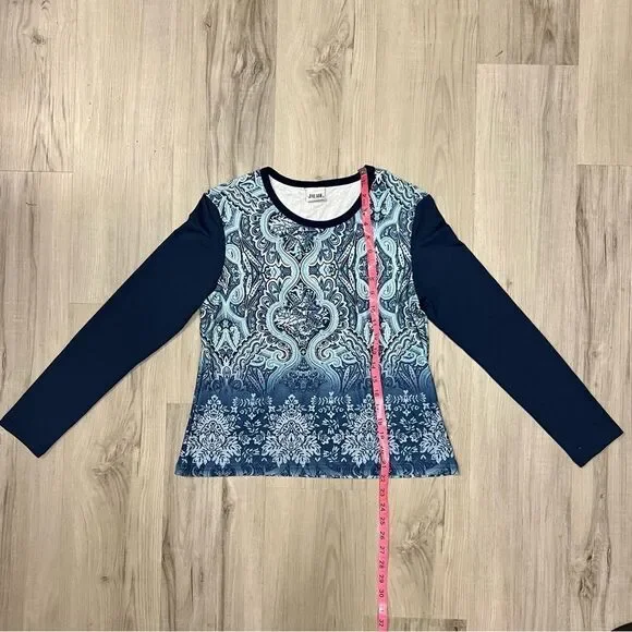 Vintage y2k Jalate ringer top in blue paisley sz L. Stretchy long sleeve NWOT - Picture 4 of 8